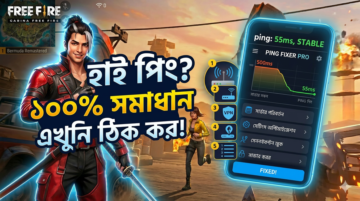 ফ্রি ফায়ার হাই পিং সমস্যা? ৫টি ১০০% কার্যকরী সমাধান!